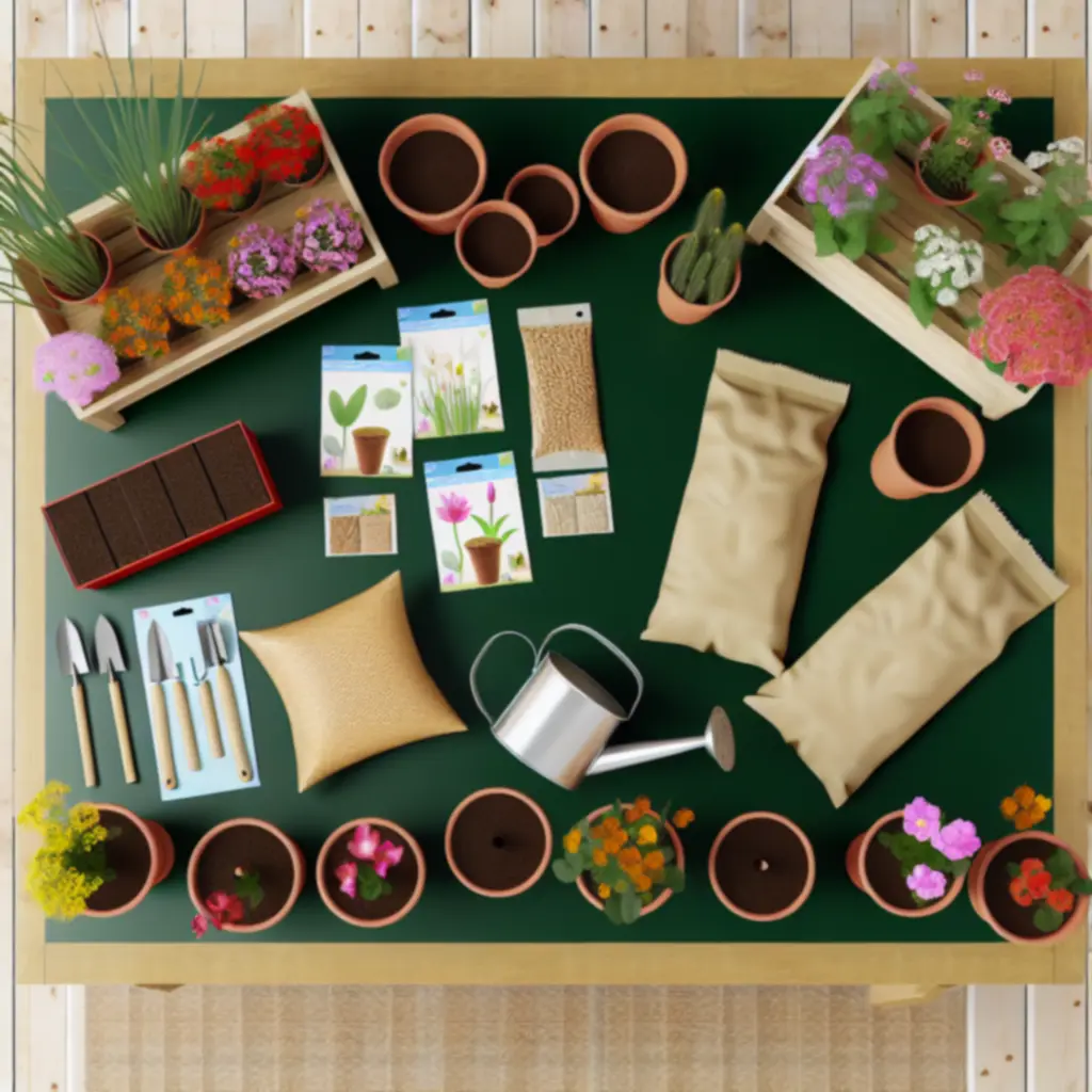 Kompozycja tematycznych kolekcji roślin i dekoracji ogrodowych