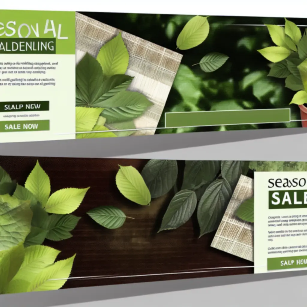 Estetyczny baner promocyjny z produktami ogrodowymi w naturalnych kolorach