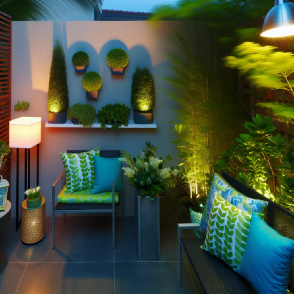 Przykładowa aranżacja ogrodu z roślinami i dodatkami