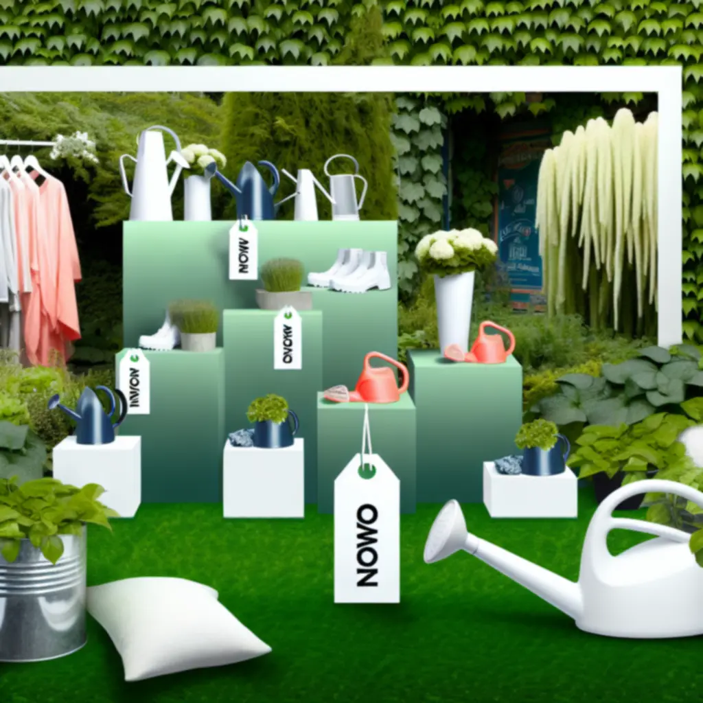 Nowe produkty ogrodowe ustawione na drewnianym stole